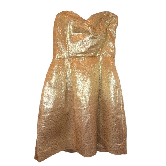 Shoshanna Dresses & Skirts - Shoshanna Gold Silk Blend Strapless Dress Size 0 Glamorous Party New Year's Eve